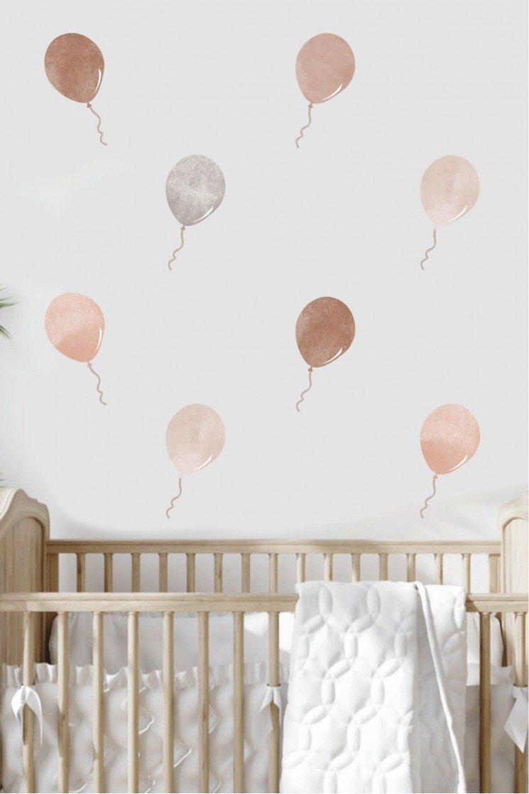 Brown Balonlar Çocuk Odası Duvar Stickerı